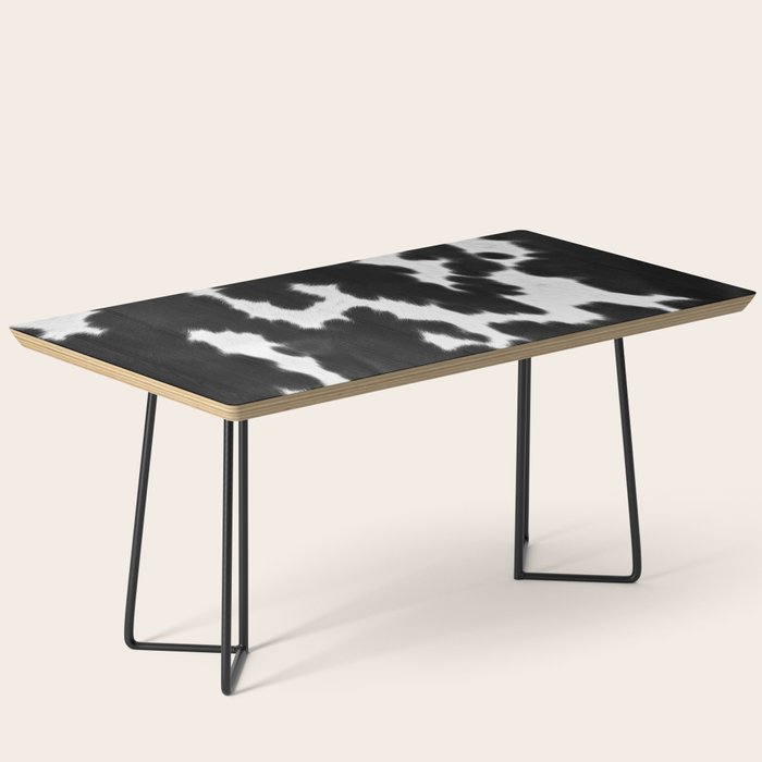 Black and White Rustic Cow Print Coffee Table Gallery Image 1