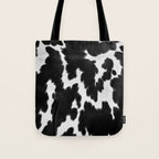 Black and White Rustic Cow Print Tote Bag Gallery Image 1