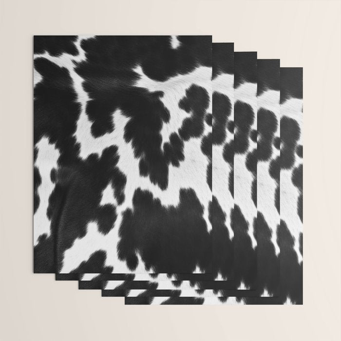 Black and White Rustic Cow Print Wrapping Paper Gallery Image 3