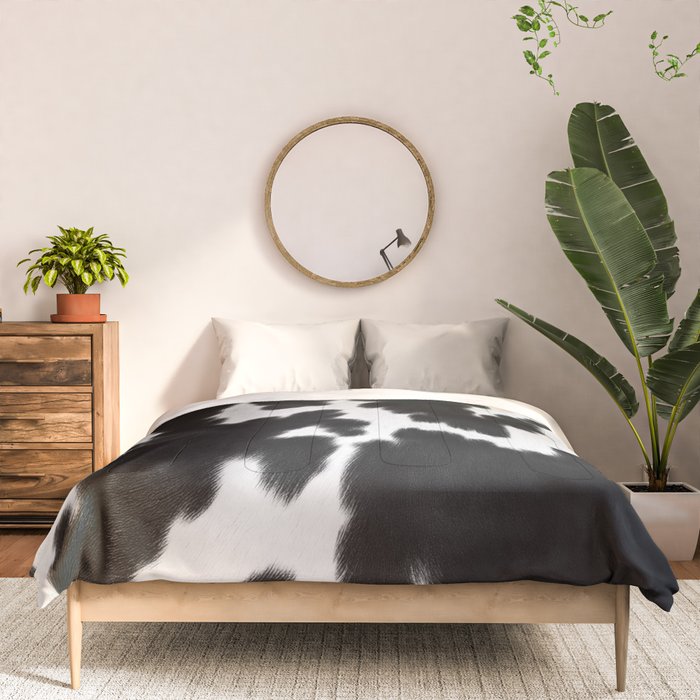 Black and White Rustic Cow Print Comforter Gallery Image 3
