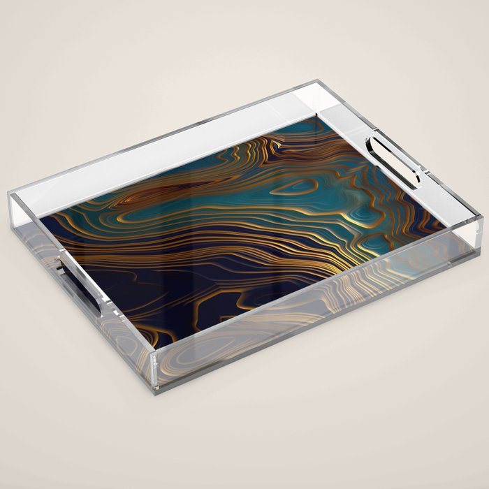 Peacock Ocean Acrylic Tray Gallery Image 1