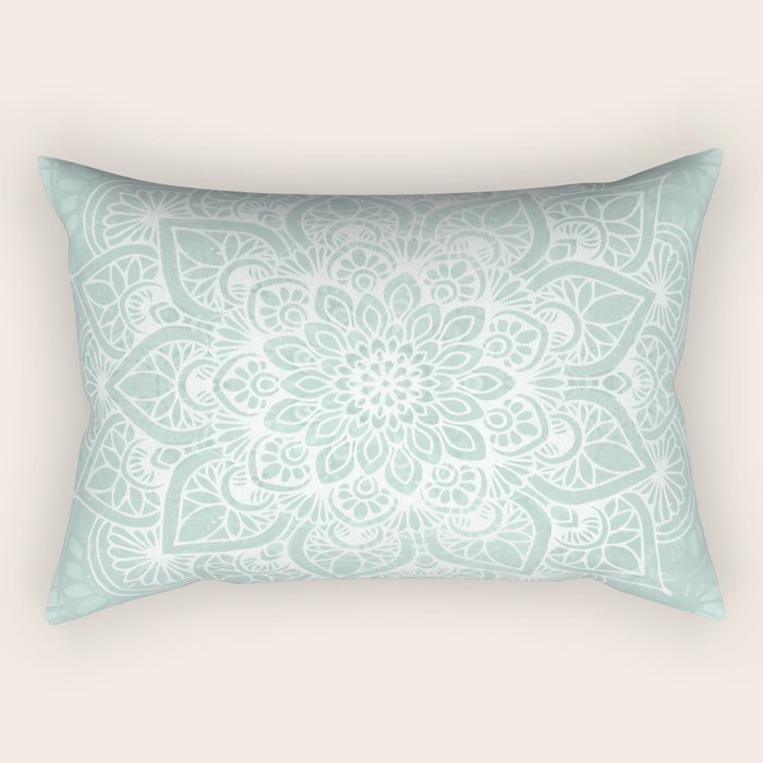 Mandala, Yoga, Love, Flower of Life, Teal Green Rectangular Pillow Gallery Image 2