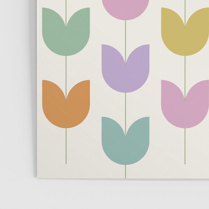 Spring Tulips X Rainbow Mid Century Flowers Poster Gallery Image 3