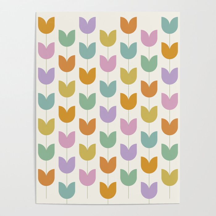 Spring Tulips X Rainbow Mid Century Flowers Poster Gallery Image 4