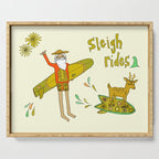sleigh rides // surfing santa // retro surf art by surfy birdy Serving Tray Gallery Image 1