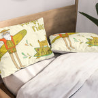 sleigh rides // surfing santa // retro surf art by surfy birdy Pillow Sham Gallery Image 2