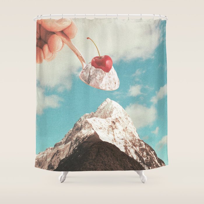 Sundae Summit - Cherry Ice cream Mountain Peak  Shower Curtain Gallery Image 1