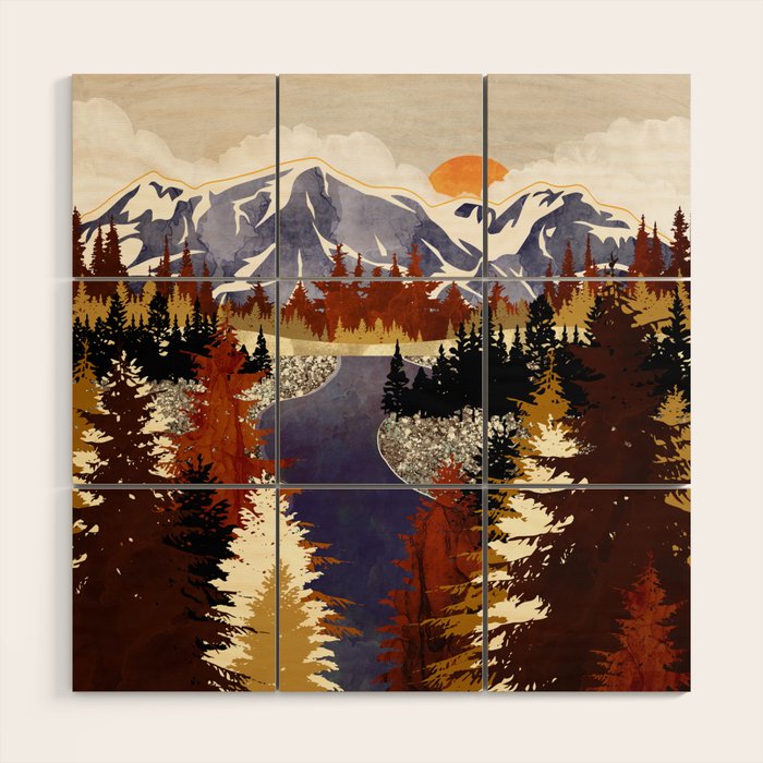 Autumn River Wood Wall Art Gallery Image 1