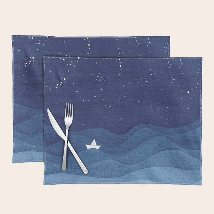 blue ocean waves, sailboat ocean stars Placemat Gallery Image 1
