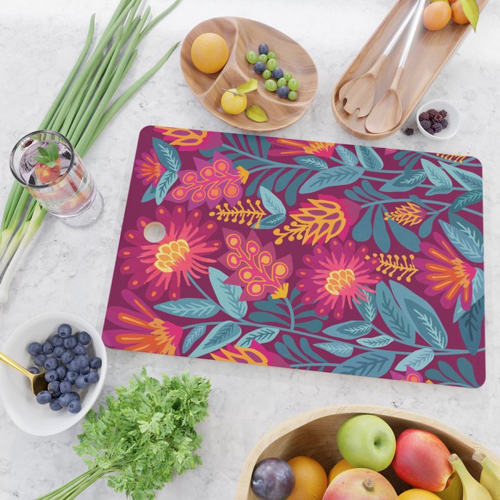 Fiesta Garden Illustration Cutting Board Gallery Image 2