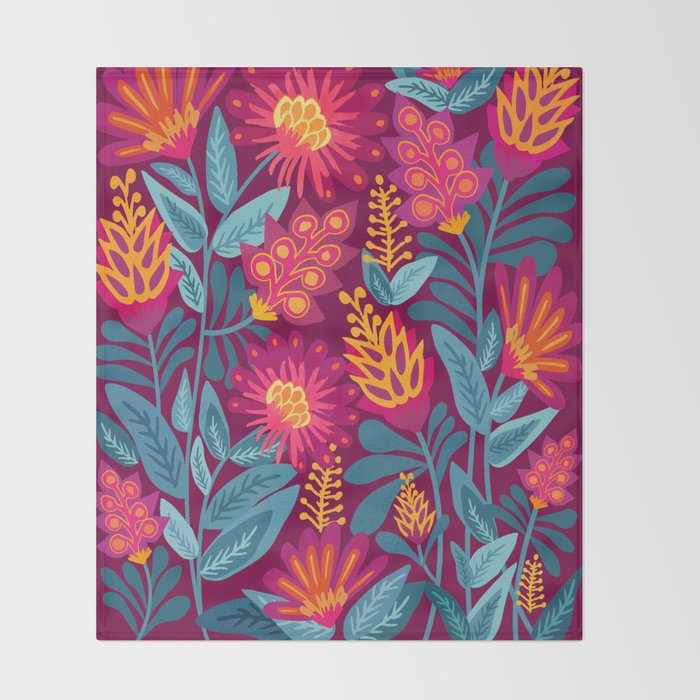 Fiesta Garden Illustration Throw Blanket Gallery Image 2