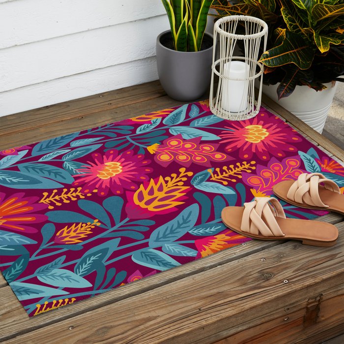 Fiesta Garden Illustration Outdoor Rug Gallery Image 2