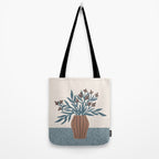 Brown Flowers in a Vase - Minimalist Floral Still Life Tote Bag Gallery Image 2
