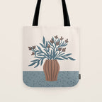 Brown Flowers in a Vase - Minimalist Floral Still Life Tote Bag Gallery Image 1