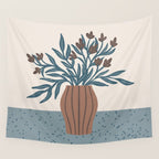 Brown Flowers in a Vase - Minimalist Floral Still Life Wall Tapestry Gallery Image 4