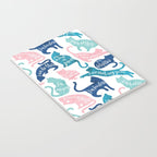 Be like a cat // white background pastel pink blue aqua and teal cat silhouettes with affirmations Notebook Gallery Image 3