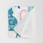 Be like a cat // white background pastel pink blue aqua and teal cat silhouettes with affirmations Throw Blanket Gallery Image 3