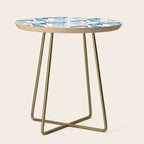 Be like a cat // white background pastel pink blue aqua and teal cat silhouettes with affirmations Side Table Gallery Image 1