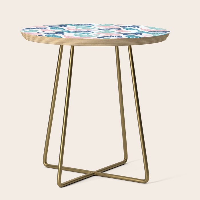 Be like a cat // white background pastel pink blue aqua and teal cat silhouettes with affirmations Side Table Gallery Image 1