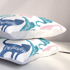 Be like a cat // white background pastel pink blue aqua and teal cat silhouettes with affirmations Pillow Sham Gallery Image 3