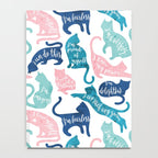 Be like a cat // white background pastel pink blue aqua and teal cat silhouettes with affirmations Notebook Gallery Image 4