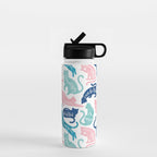 Be like a cat // white background pastel pink blue aqua and teal cat silhouettes with affirmations Water Bottle Gallery Image 1