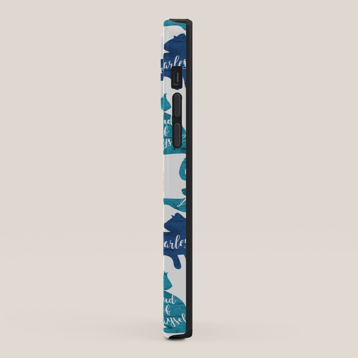 Be like a cat // white background pastel pink blue aqua and teal cat silhouettes with affirmations iPhone Case Gallery Image 2