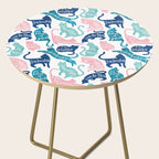 Be like a cat // white background pastel pink blue aqua and teal cat silhouettes with affirmations Side Table Gallery Image 2