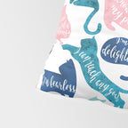 Be like a cat // white background pastel pink blue aqua and teal cat silhouettes with affirmations Pillow Sham Gallery Image 4