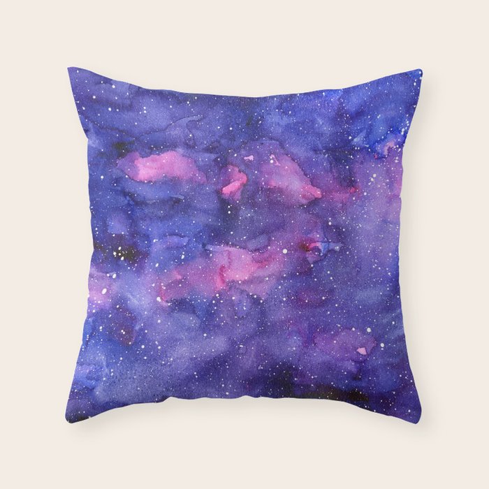 Galaxy Pattern Watercolor Throw Pillow Gallery Image 6