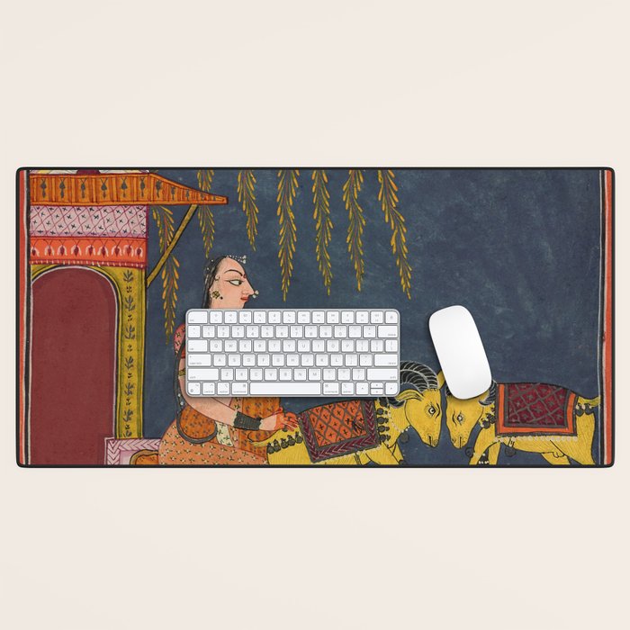 Kaccheli Ragini, from a Ragamala Antique Indian Painted Illustration  Desk Mat Gallery Image 1
