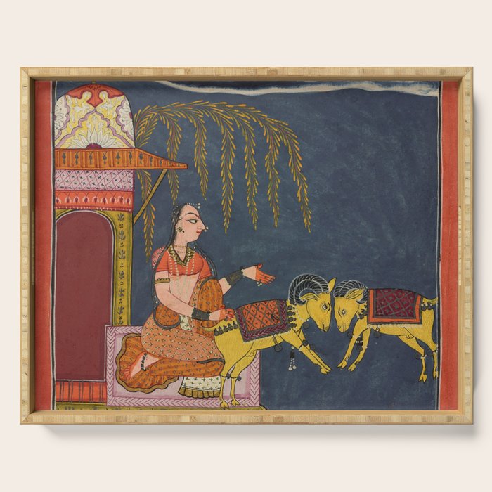 Kaccheli Ragini, from a Ragamala Antique Indian Painted Illustration  Serving Tray Gallery Image 1