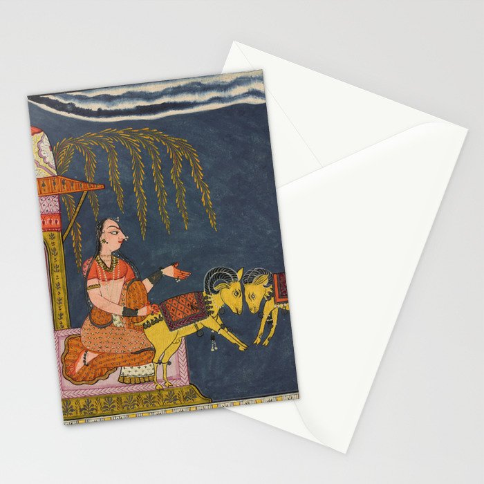 Kaccheli Ragini, from a Ragamala Antique Indian Painted Illustration  Stationery Card Gallery Image 2