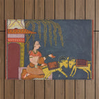Kaccheli Ragini, from a Ragamala Antique Indian Painted Illustration  Outdoor Rug Gallery Image 1