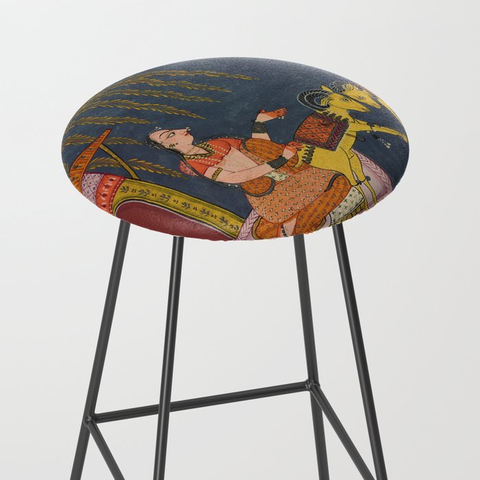 Kaccheli Ragini, from a Ragamala Antique Indian Painted Illustration  Stool Gallery Image 2
