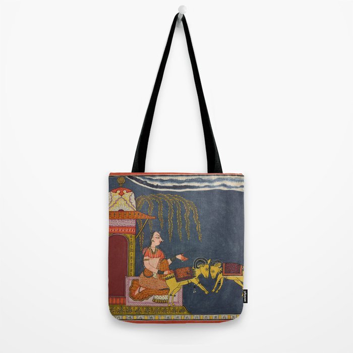 Kaccheli Ragini, from a Ragamala Antique Indian Painted Illustration  Tote Bag Gallery Image 2
