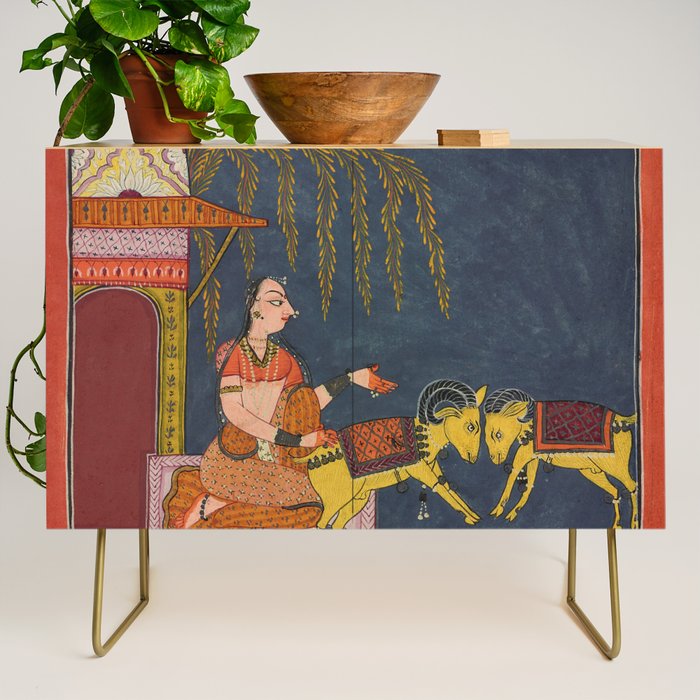 Kaccheli Ragini, from a Ragamala Antique Indian Painted Illustration  Credenza Gallery Image 1