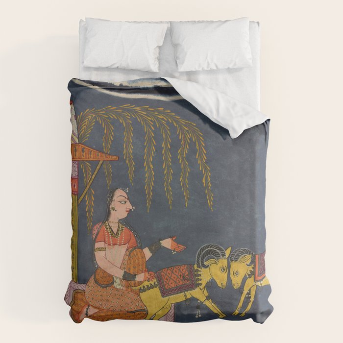 Kaccheli Ragini, from a Ragamala Antique Indian Painted Illustration  Duvet Cover Gallery Image 6