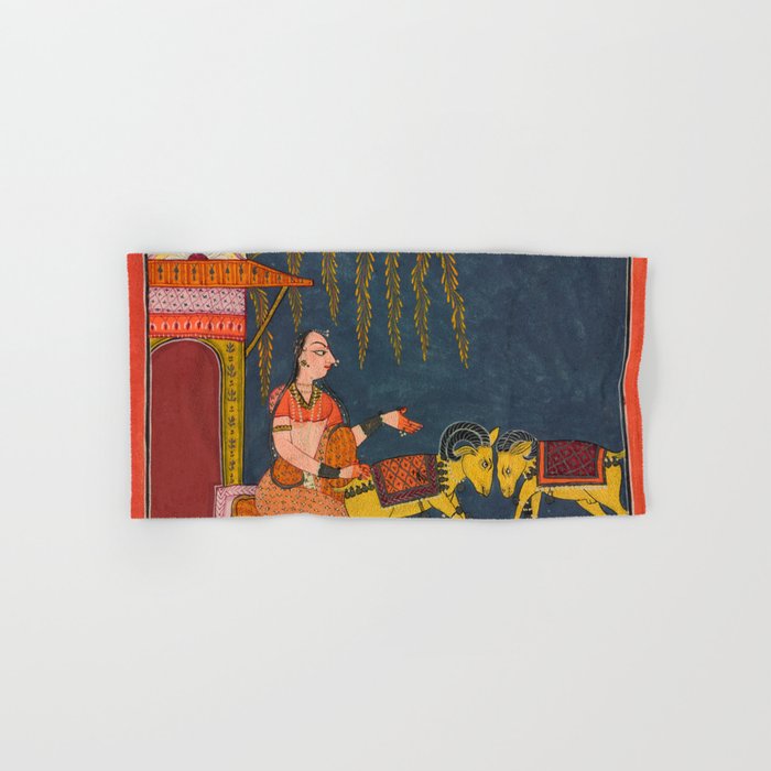 Kaccheli Ragini, from a Ragamala Antique Indian Painted Illustration  Bath Towel Gallery Image 1