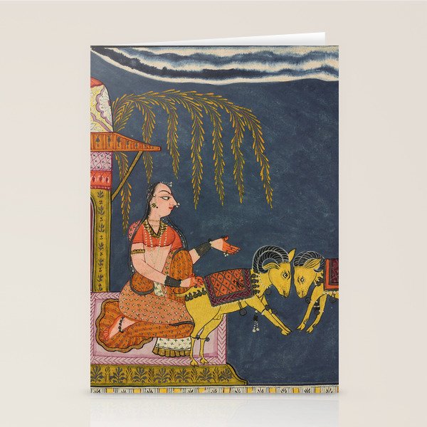 Kaccheli Ragini, from a Ragamala Antique Indian Painted Illustration  Stationery Card Gallery Image 1