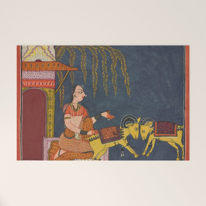 Kaccheli Ragini, from a Ragamala Antique Indian Painted Illustration  Welcome Mat Gallery Image 1