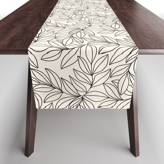 Black and White Leaves  Table Runner Gallery Image 1