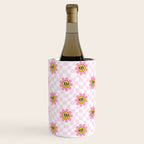 Funny retro flower cartoon checkered pattern Wine Chiller Gallery Image 3