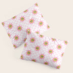Funny retro flower cartoon checkered pattern Pillow Sham Gallery Image 3