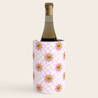 Funny retro flower cartoon checkered pattern Wine Chiller Gallery Image 1