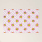 Funny retro flower cartoon checkered pattern Welcome Mat Gallery Image 1