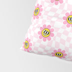 Funny retro flower cartoon checkered pattern Pillow Sham Gallery Image 4
