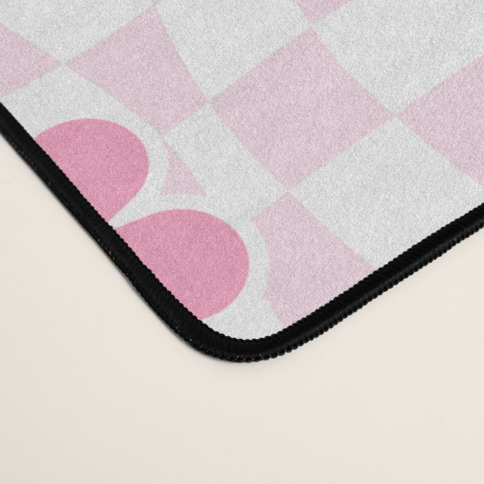 Funny retro flower cartoon checkered pattern Desk Mat Gallery Image 4