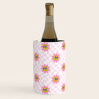 Funny retro flower cartoon checkered pattern Wine Chiller Gallery Image 2
