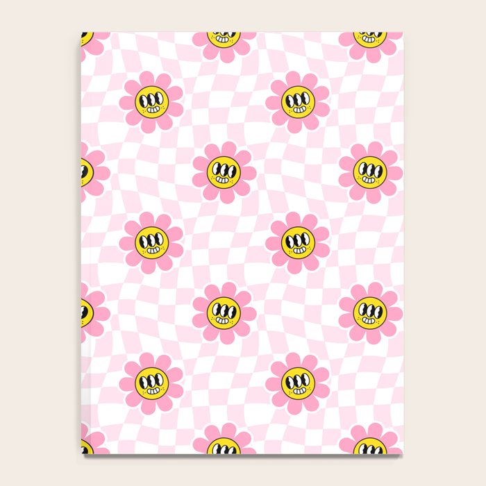 Funny retro flower cartoon checkered pattern Notebook Gallery Image 4